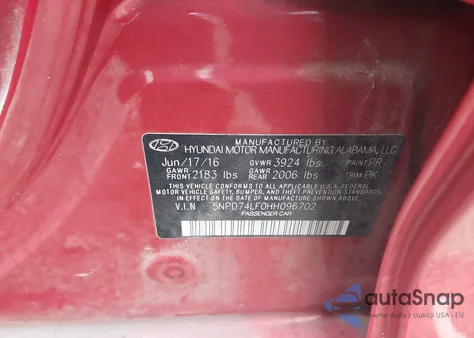 2017 Hyundai Elantra Se from USA, damaged, VIN 5NPD74LF0HH096702